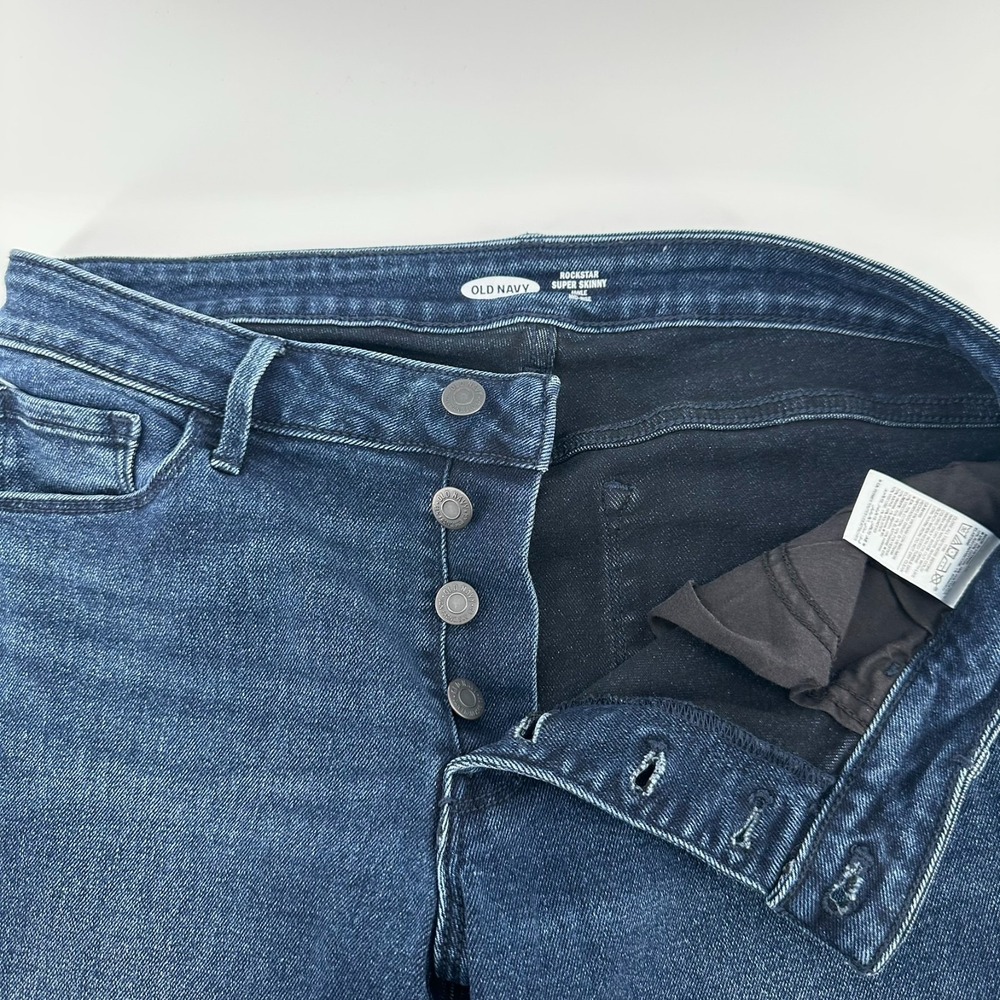 Old Navy Jeans Womens 10 Blue Rockstar Super Skinny Ankle Mid‎ Rise Button Fly
